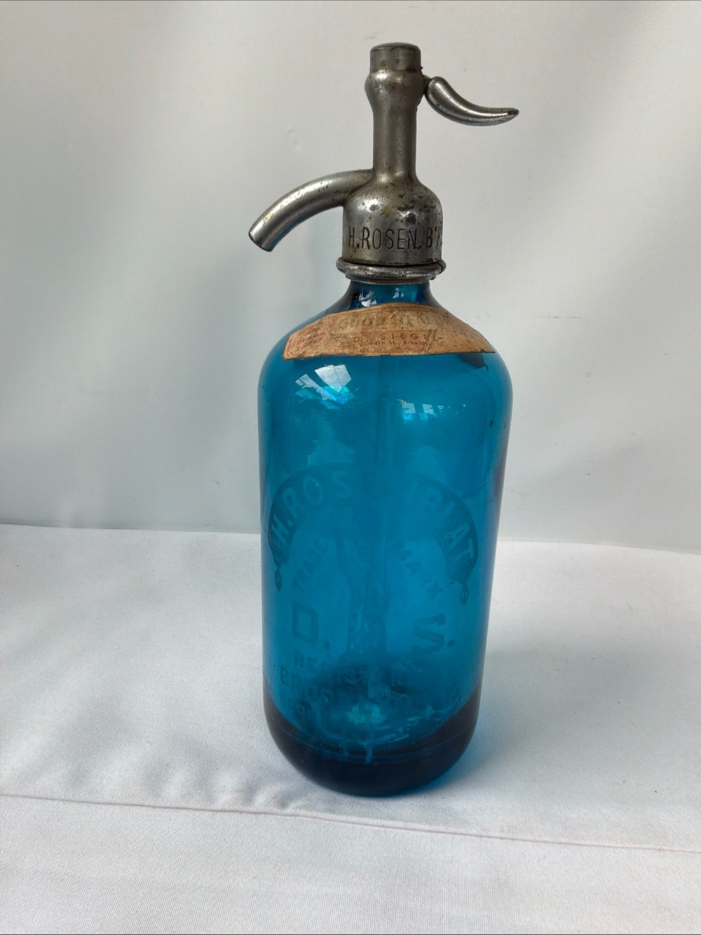 Vintage H.Rosenblat Brooklyn N.Y. Blue Seltzer Soda Glass Bottle